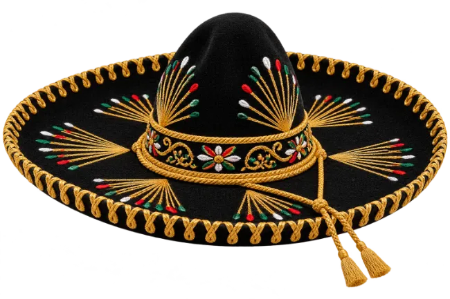 Traditional Black Mexican Sombrero Hat