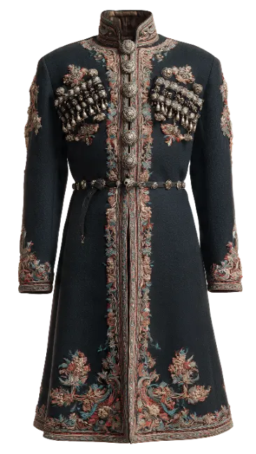 Traditional Georgian Chokha Coat with Elaborate Embroidery