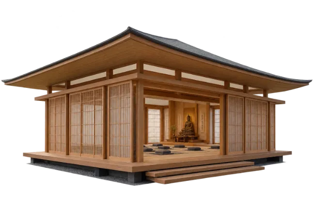 Traditional Japanese Wooden Pavilion Architecture
