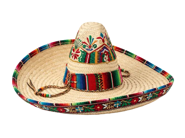 Traditional Mexican Sombrero Hat with Colorful Embroidery