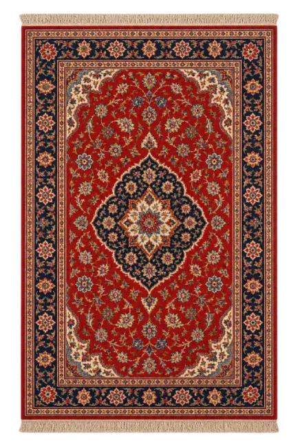 Traditional Red Oriental Carpet with Floral Patterns