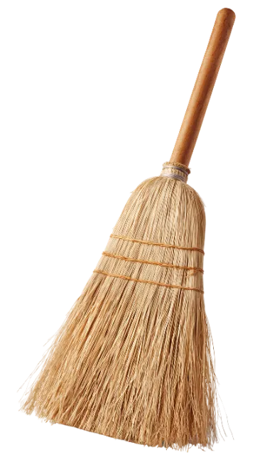 Traditional Straw Broom with Wooden Handle