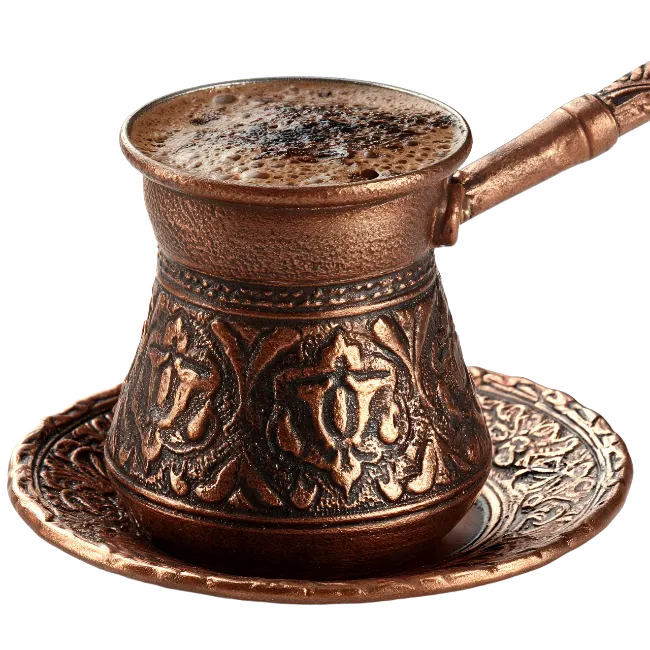 Traditional Turkish Coffee Pot with Saucer
