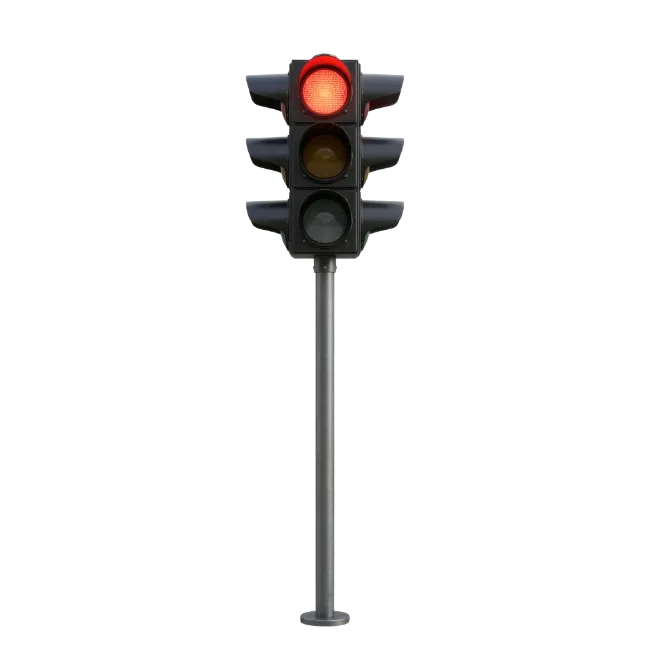 Traffic Light Pole with Red Signal