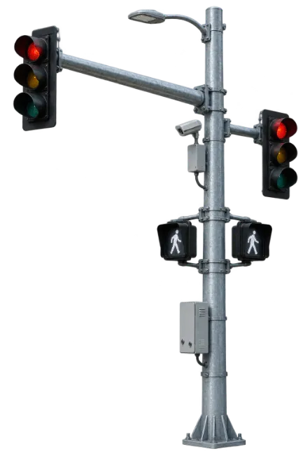Traffic Light Pole with Red Signals