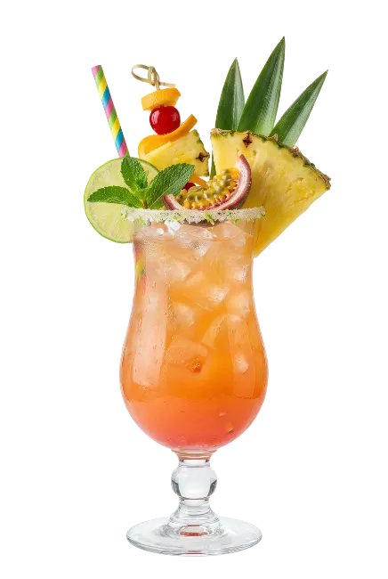 Tropical Cocktail With Fruit Garnish