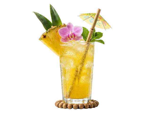 Tropical Cocktail With Pineapple And Orchid