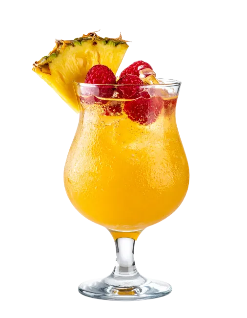 Tropical Fruit Cocktail with Pineapple and Raspberries
