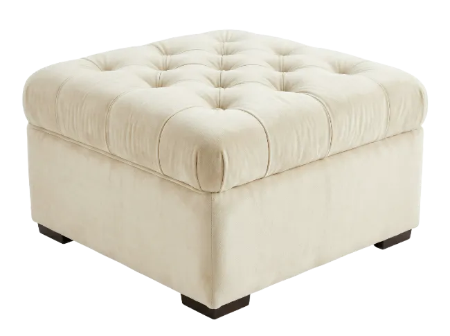 Tufted Beige Ottoman Footstool