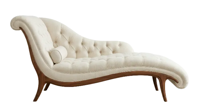 Tufted Cream Chaise Lounge
