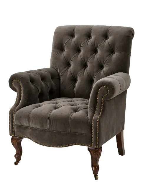 Tufted Dark Brown Armchair