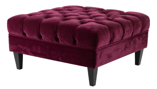 Tufted Purple Velvet Ottoman Footstool