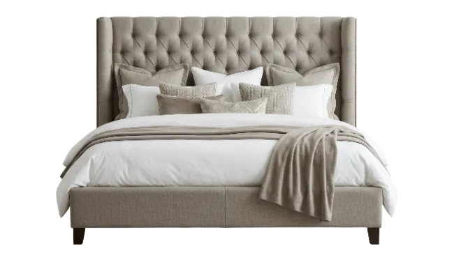 Tufted Upholstered Queen Bed with Pillows