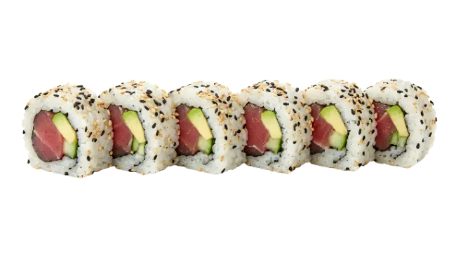 Tuna and Avocado Sushi Roll Lineup