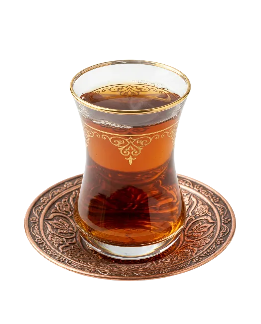 Turkish tea in a traditional glass and saucer