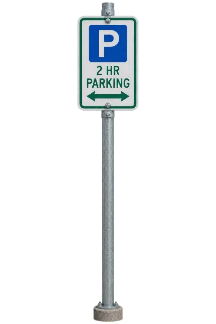 Two Hour Parking Sign On Metal Post