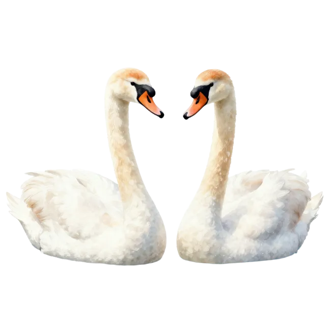 Two Majestic Swans Facing Each Other