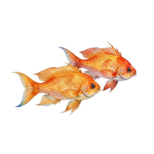 Two Orange Goldfish Illustration