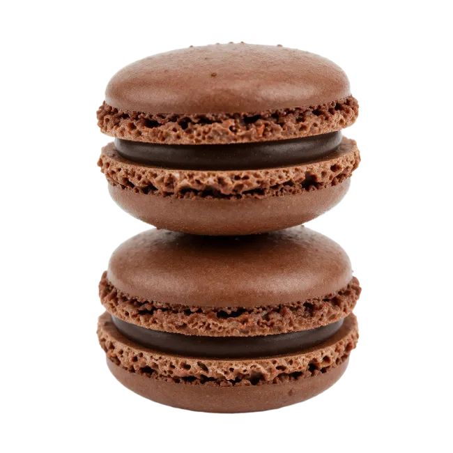 Two Stacked Chocolate Macarons