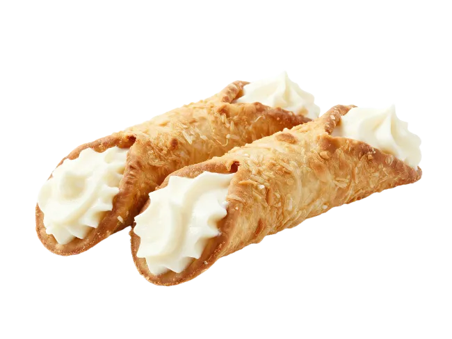 Two Sweet Cannoli Pastries with Cream Filling