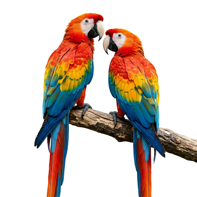 Two Vibrant Scarlet Macaws Perched on Branch