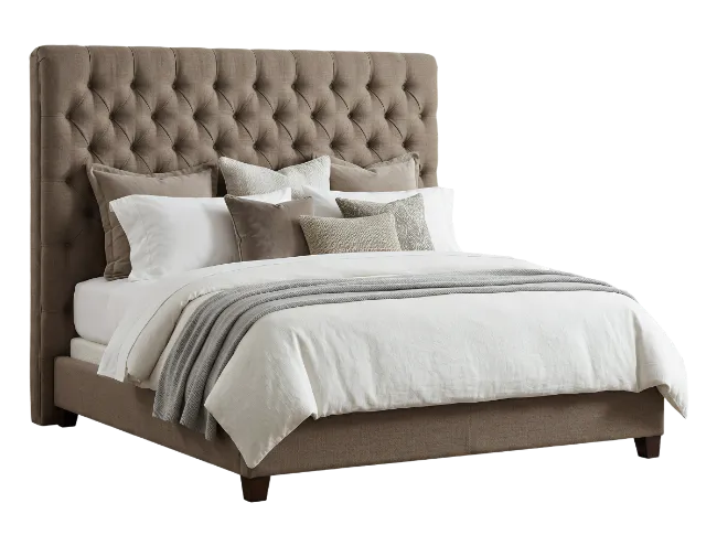 Upholstered Tufted King Size Bed With Pillows