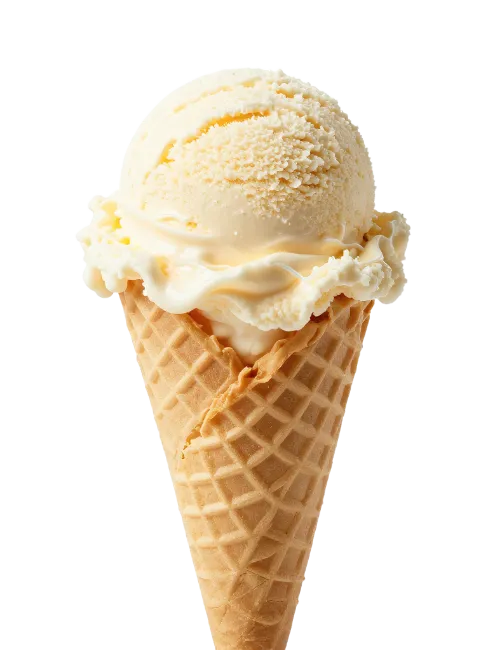 Vanilla Ice Cream Scoop in Waffle Cone