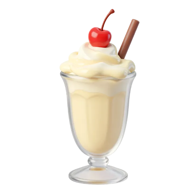 Vanilla Milkshake with Cherry and Chocolate Stick