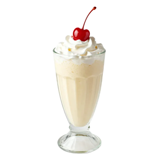 Vanilla Milkshake with Whipped Cream and Cherry