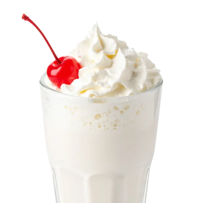 Vanilla Milkshake with Whipped Cream and Cherry