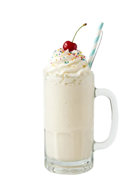 Vanilla Milkshake With Whipped Cream And Cherry