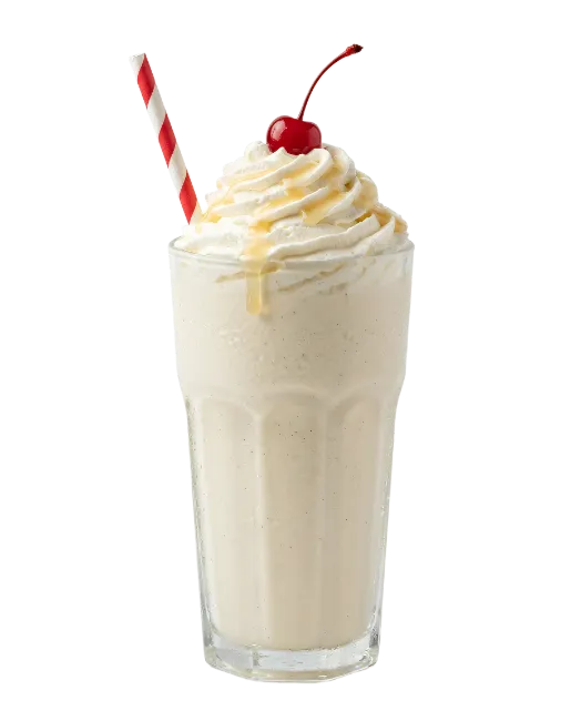 Vanilla Milkshake with Whipped Cream and Cherry