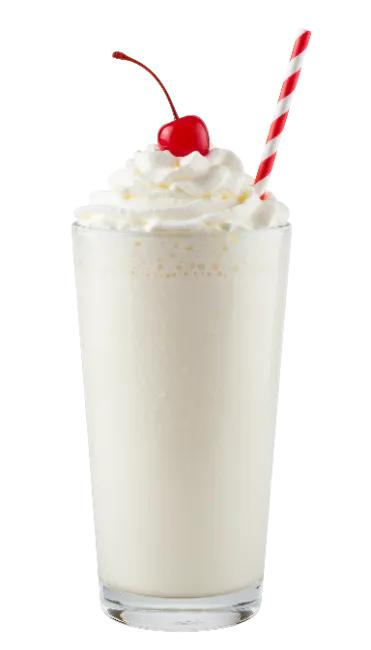 Vanilla Milkshake with Whipped Cream and Cherry