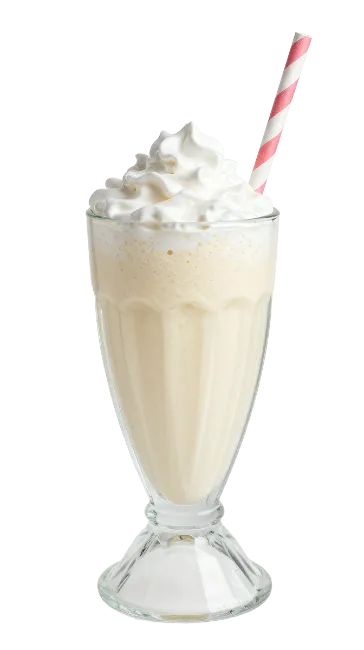 Vanilla Milkshake with Whipped Cream and Straw