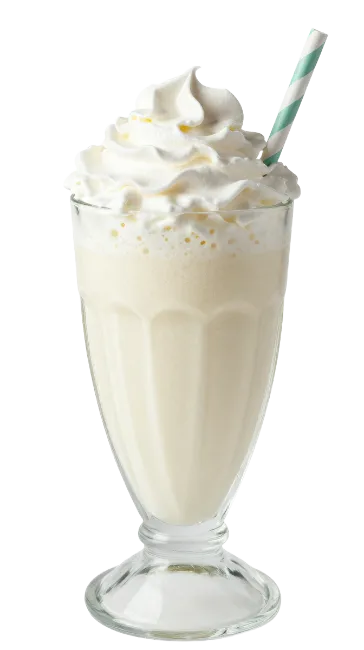 Vanilla Milkshake with Whipped Cream and Straw
