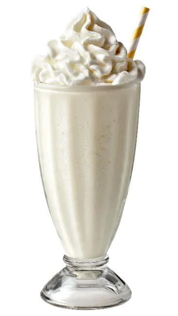 Vanilla Milkshake With Whipped Cream and Straw
