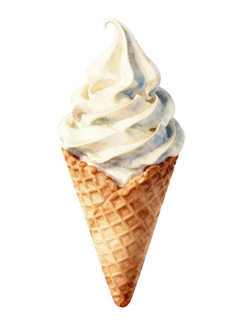 Vanilla Soft Serve Ice Cream in Waffle Cone