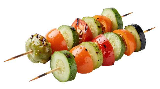 Vegetable Skewers on Wooden Sticks