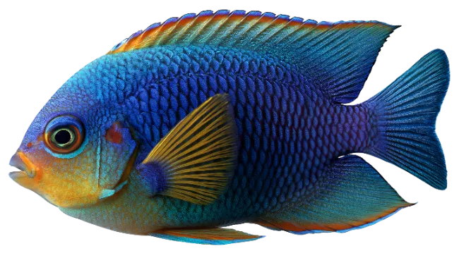 Vibrant Blue and Orange Tropical Fish