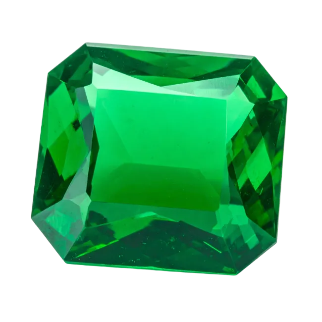 Vibrant Green Cut Emerald Gemstone Isolated