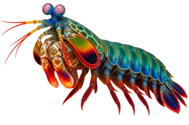 Vibrant Peacock Mantis Shrimp with Colorful Shell and Stalked Eyes