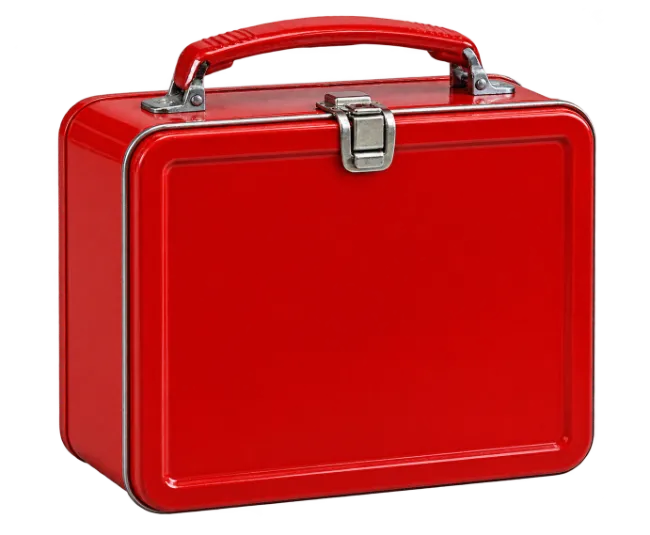 Vibrant Red Metal Lunch Box
