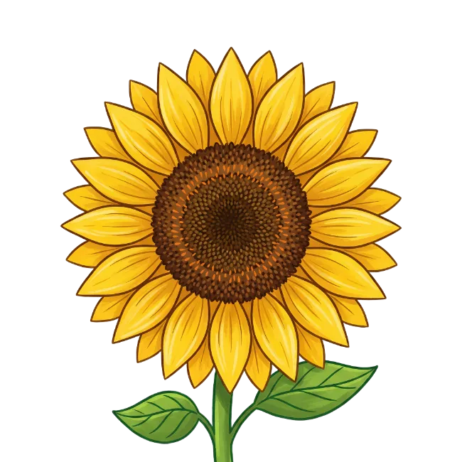 Vibrant Yellow Sunflower Illustration