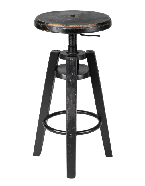 Vintage Adjustable Wooden Bar Stool