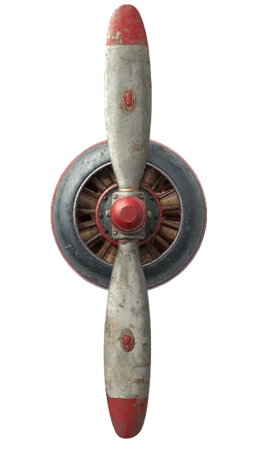 Vintage Airplane Propeller and Radial Engine