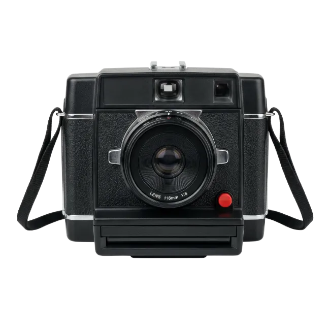 Vintage Black Instant Film Camera with Strap