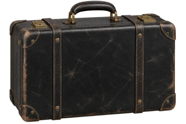 Vintage Black Leather Suitcase