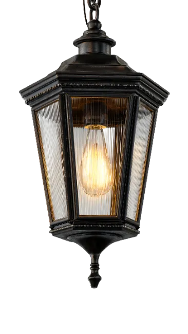 Vintage Black Metal Pendant Lantern Light