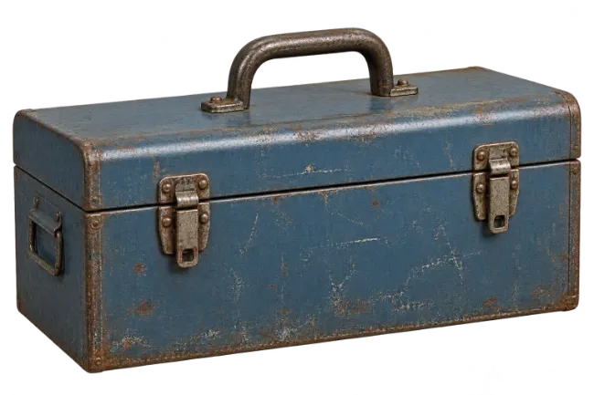 Vintage Blue Metal Toolbox