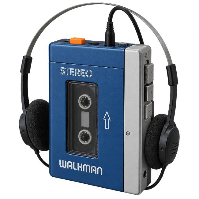 Vintage Blue Portable Cassette Player with Headphones